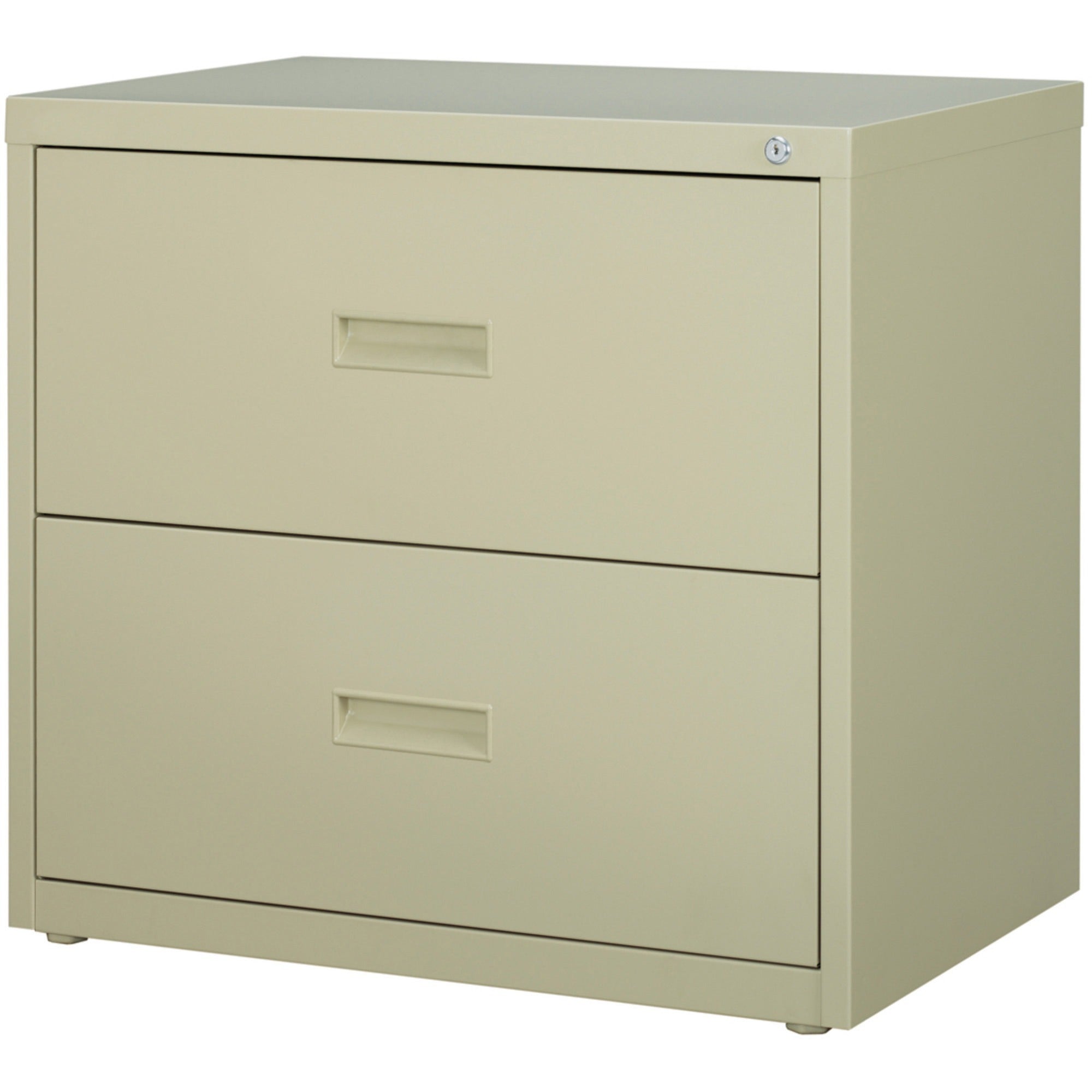 Lorell Value Lateral File - 2-Drawer - 30" x 18.6" x 28.1" - 2 x Drawer(s) for File - A4, Letter, Legal - Interlocking, Ball-bearing Suspension, Adjustable Glide, Locking Drawer - Putty - Steel - Recycled - 