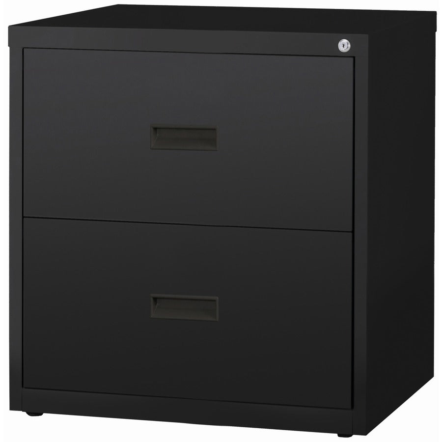 Lorell Value Lateral File - 2-Drawer - 30" x 18.6" x 28.1" - 2 x Drawer(s) for File - A4, Letter, Legal - Interlocking, Ball-bearing Suspension, Adjustable Glide, Locking Drawer - Black - Steel - Recycled