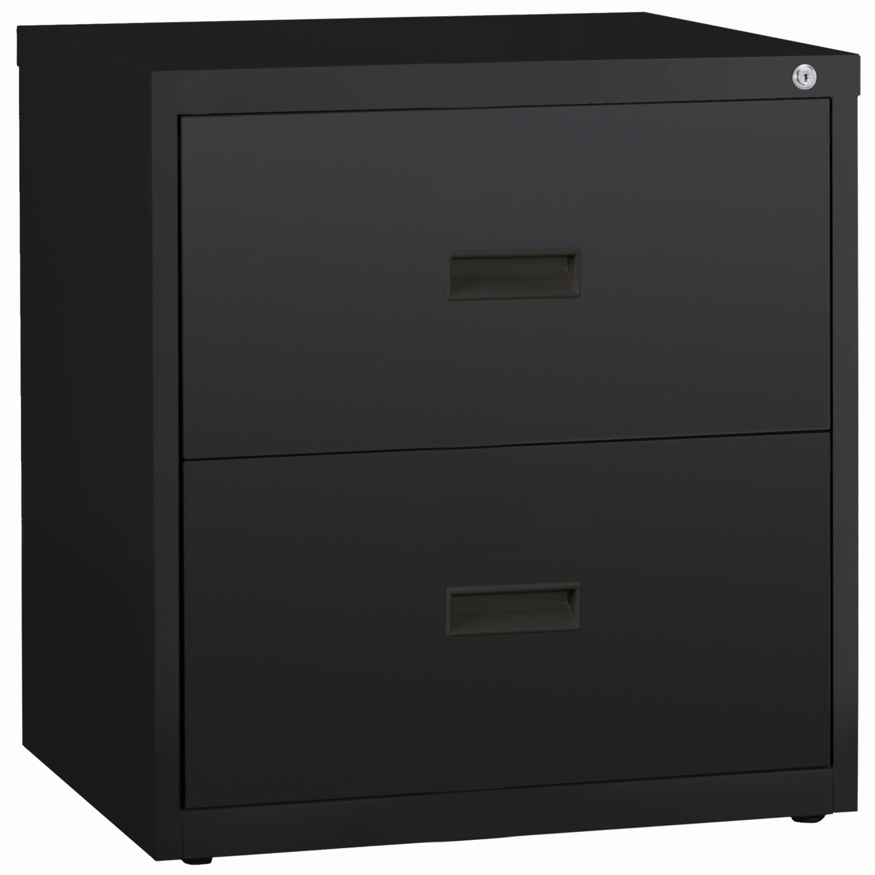 Lorell Value Lateral File - 2-Drawer - 30" x 18.6" x 28.1" - 2 x Drawer(s) for File - A4, Letter, Legal - Interlocking, Ball-bearing Suspension, Adjustable Glide, Locking Drawer - Black - Steel - Recycled - 