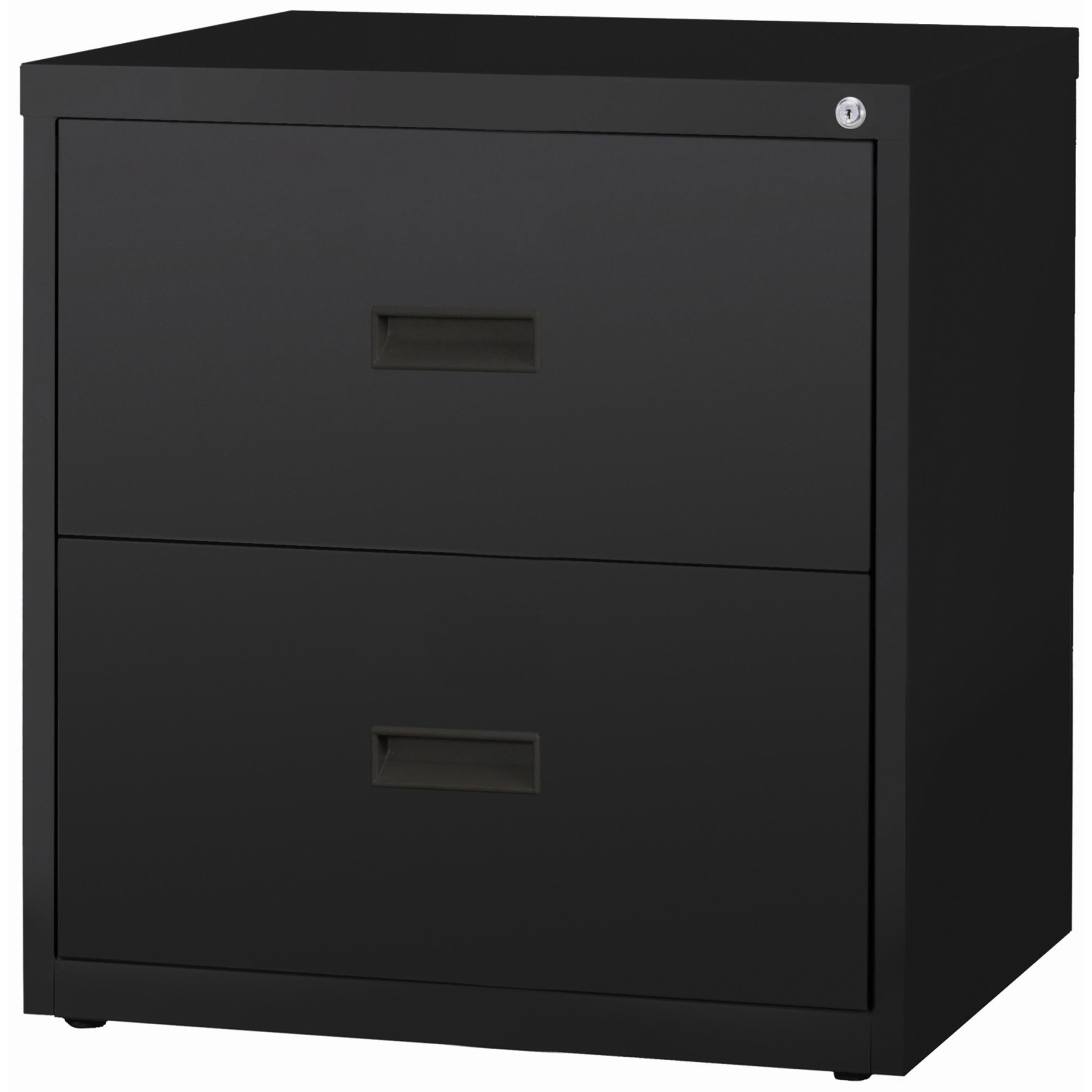 Lorell Value Lateral File - 2-Drawer - 30" x 18.6" x 28.1" - 2 x Drawer(s) for File - A4, Letter, Legal - Interlocking, Ball-bearing Suspension, Adjustable Glide, Locking Drawer - Black - Steel - Recycled - 