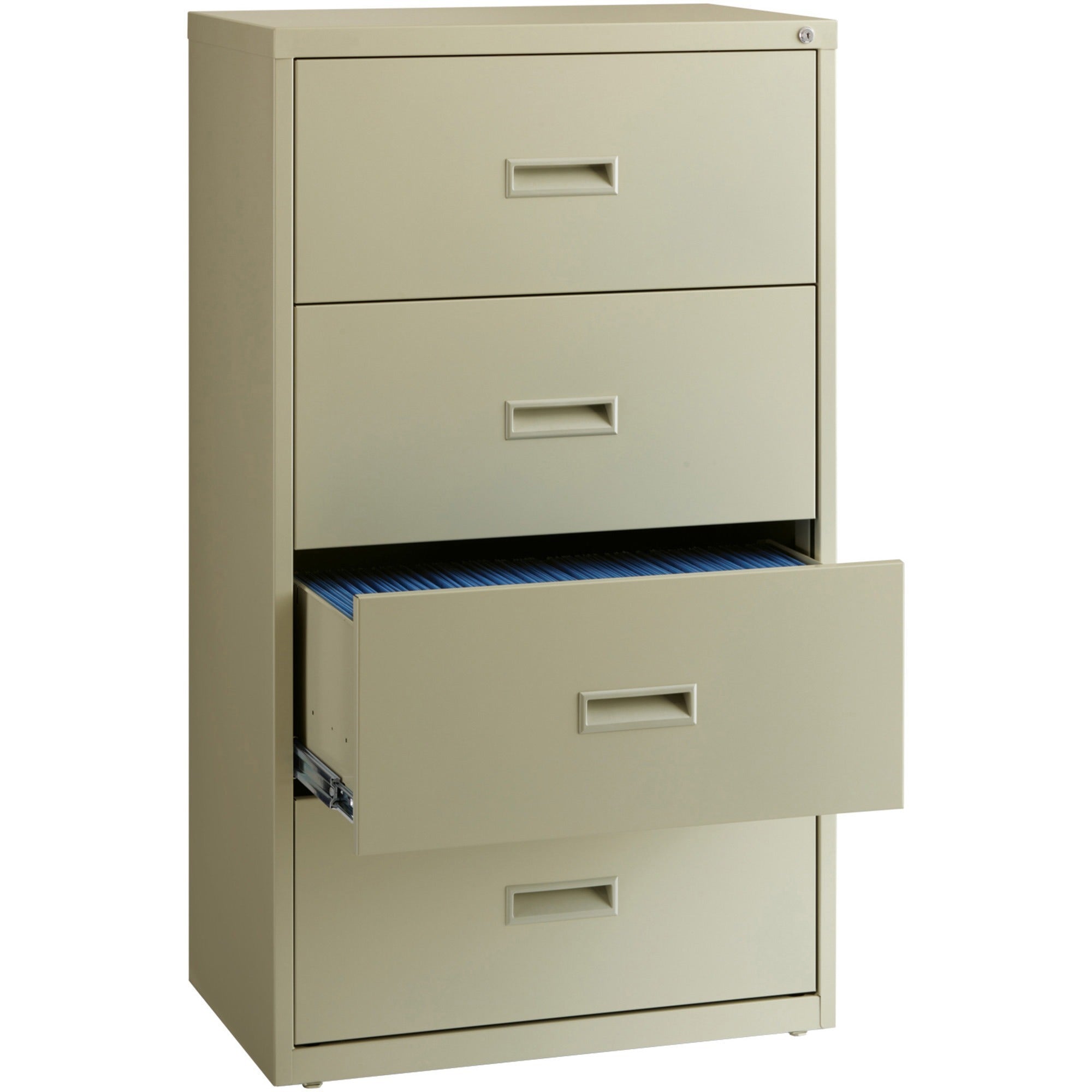 Lorell Value Lateral File - 2-Drawer - 30" x 18.6" x 52.5" - 4 x Drawer(s) for File - A4, Legal, Letter - Interlocking, Adjustable Glide, Ball-bearing Suspension, Label Holder - Putty - Steel - Recycled - 