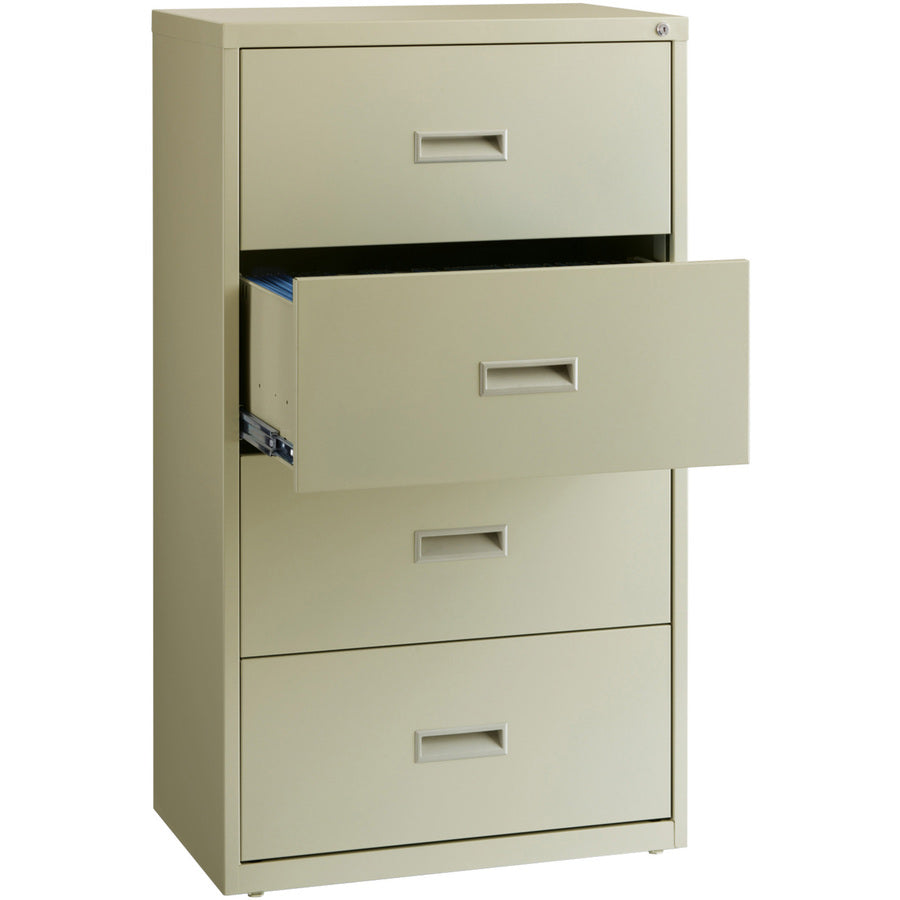 Lorell Value Lateral File - 2-Drawer - 30" x 18.6" x 52.5" - 4 x Drawer(s) for File - A4, Legal, Letter - Interlocking, Adjustable Glide, Ball-bearing Suspension, Label Holder - Putty - Steel - Recycled - 