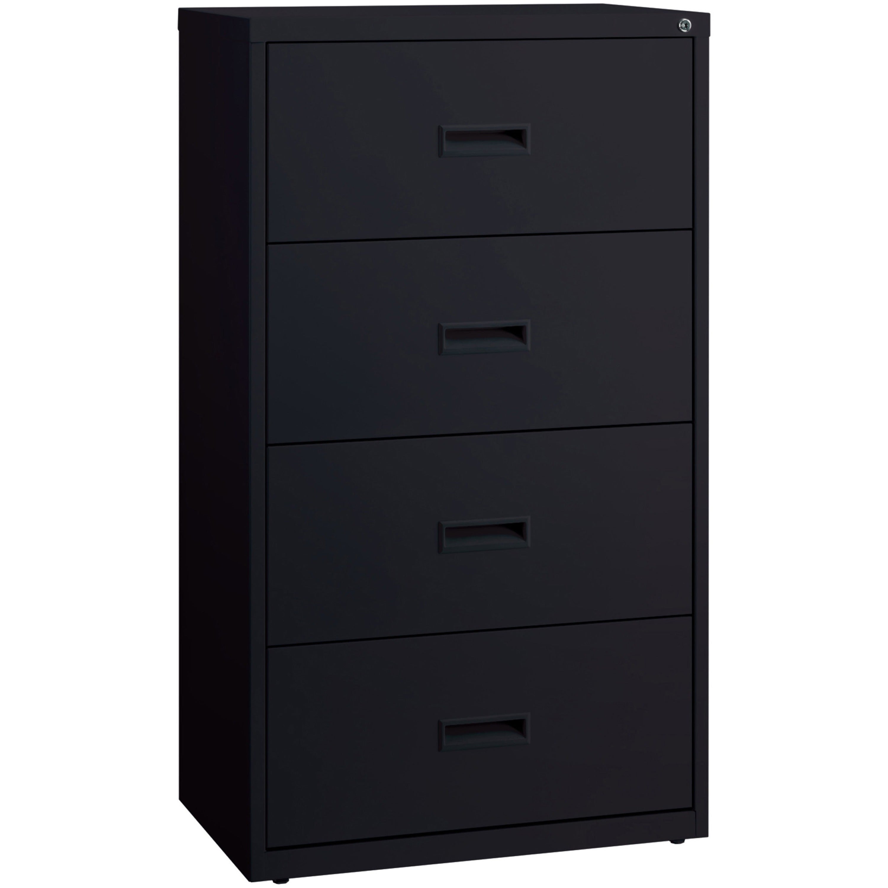 Lorell Value Lateral File - 2-Drawer - 30" x 18.6" x 52.5" - 4 x Drawer(s) for File - A4, Legal, Letter - Adjustable Glide, Ball-bearing Suspension, Label Holder - Black - Steel - Recycled - 