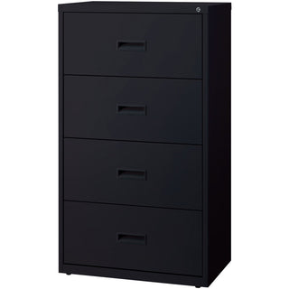 Lorell Value Lateral File - 2-Drawer - 30" x 18.6" x 52.5" - 4 x Drawer(s) for File - A4, Legal, Letter - Adjustable Glide, Ball-bearing Suspension, Label Holder - Black - Steel - Recycled