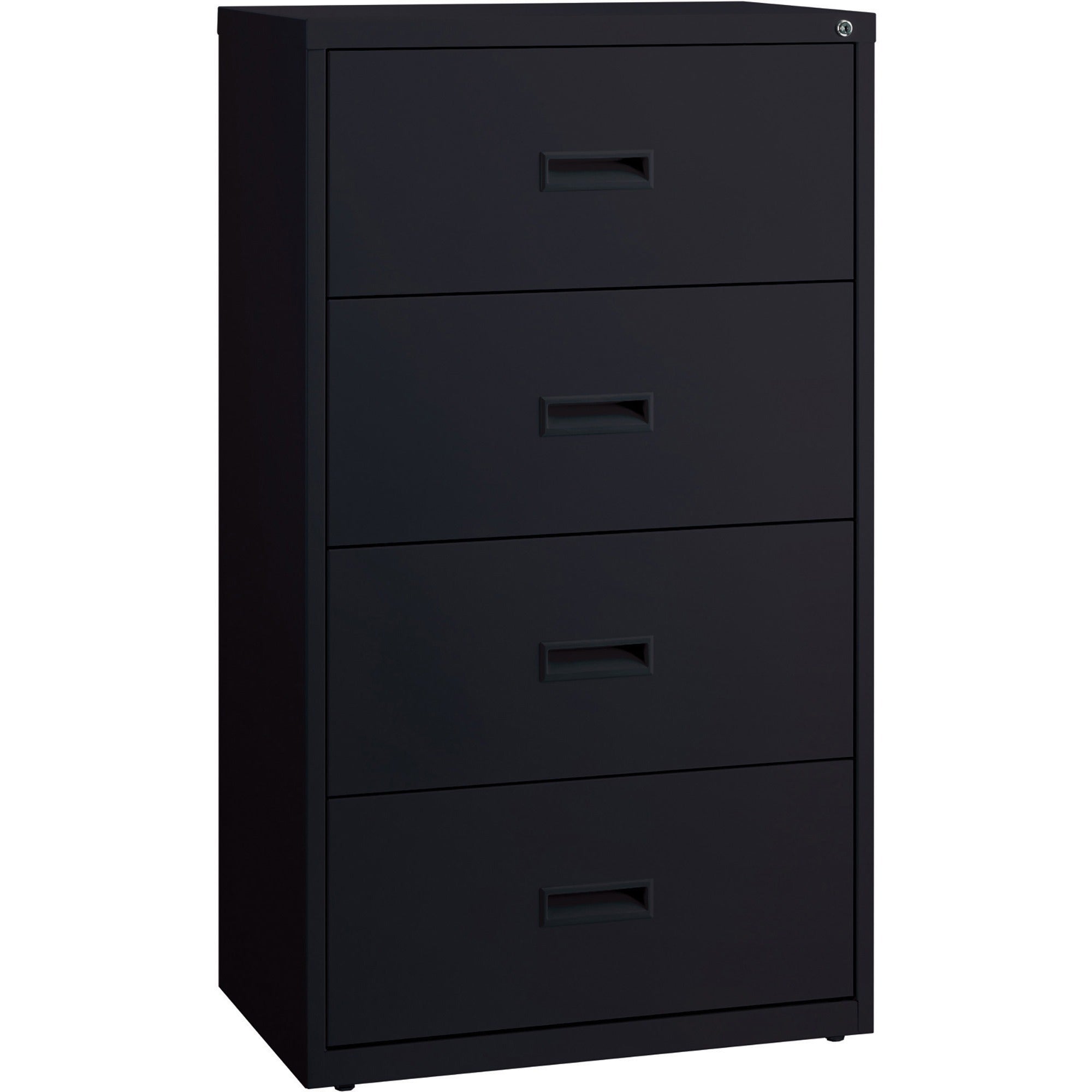 Lorell Value Lateral File - 2-Drawer - 30" x 18.6" x 52.5" - 4 x Drawer(s) for File - A4, Legal, Letter - Adjustable Glide, Ball-bearing Suspension, Label Holder - Black - Steel - Recycled - 