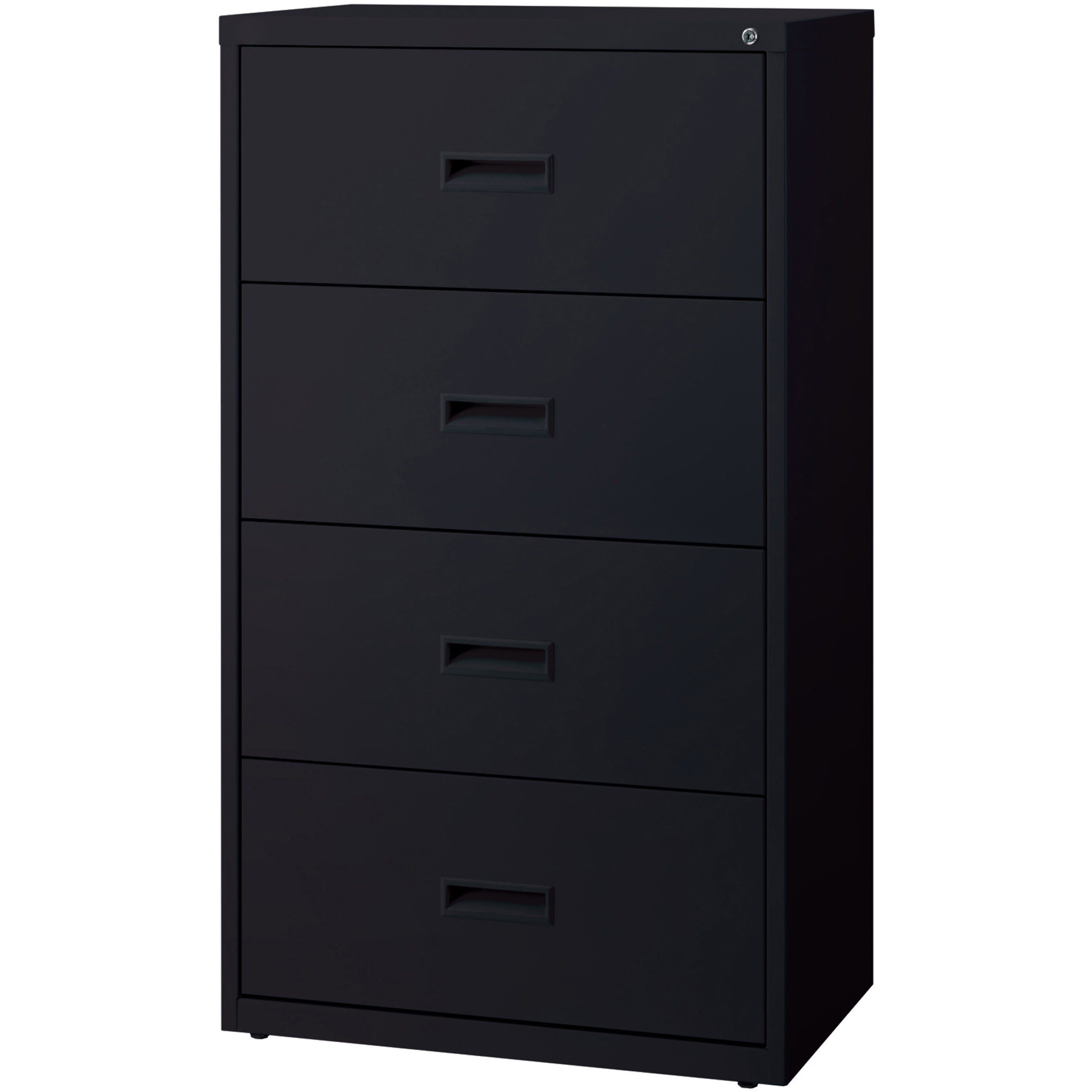Lorell Value Lateral File - 2-Drawer - 30" x 18.6" x 52.5" - 4 x Drawer(s) for File - A4, Legal, Letter - Adjustable Glide, Ball-bearing Suspension, Label Holder - Black - Steel - Recycled - 