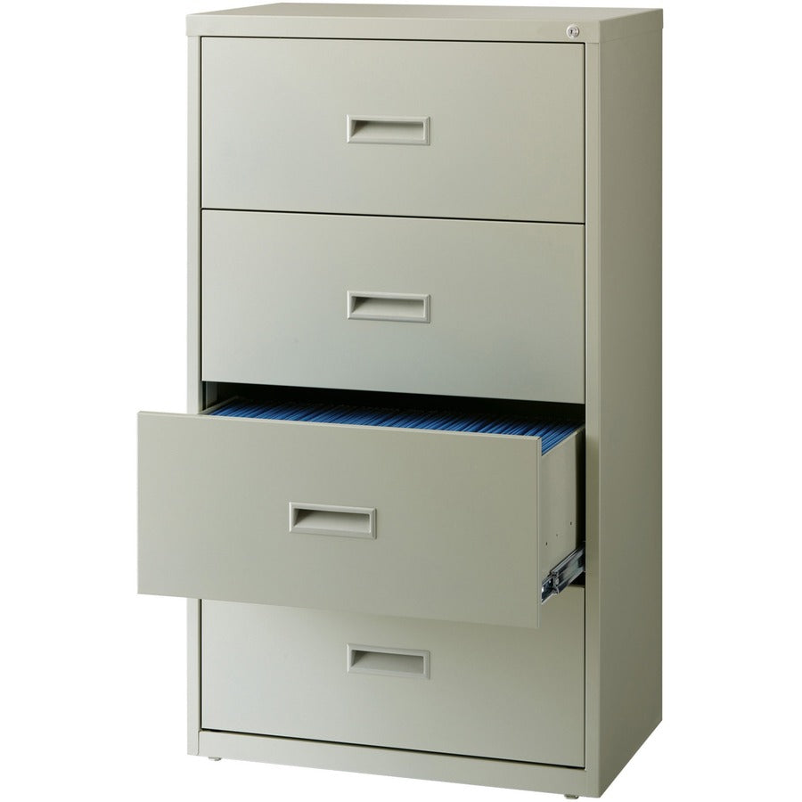 Lorell Value Lateral File - 2-Drawer - 30" x 18.6" x 52.5" - 4 x Drawer(s) for File - A4, Legal, Letter - Interlocking, Leveling Glide, Ball-bearing Suspension, Label Holder - Light Gray - Steel - Recycled