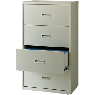 Lorell Value Lateral File - 2-Drawer - 30" x 18.6" x 52.5" - 4 x Drawer(s) for File - A4, Legal, Letter - Interlocking, Leveling Glide, Ball-bearing Suspension, Label Holder - Light Gray - Steel - Recycled