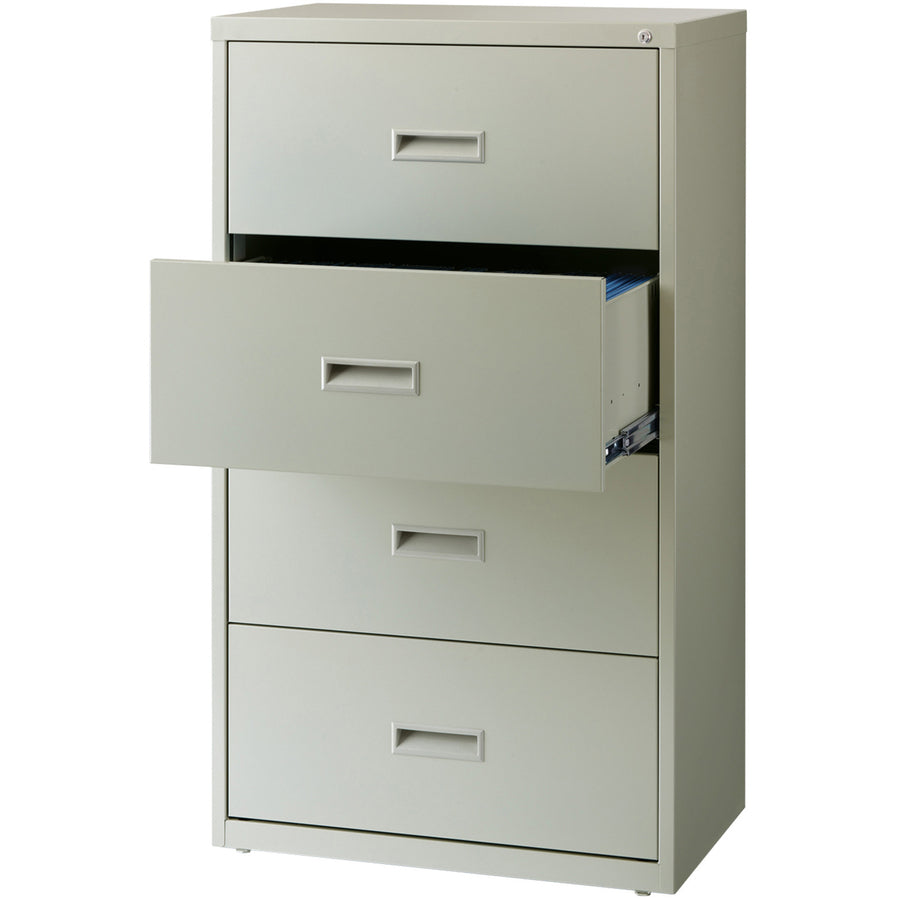 Lorell Value Lateral File - 2-Drawer - 30" x 18.6" x 52.5" - 4 x Drawer(s) for File - A4, Legal, Letter - Interlocking, Leveling Glide, Ball-bearing Suspension, Label Holder - Light Gray - Steel - Recycled - 