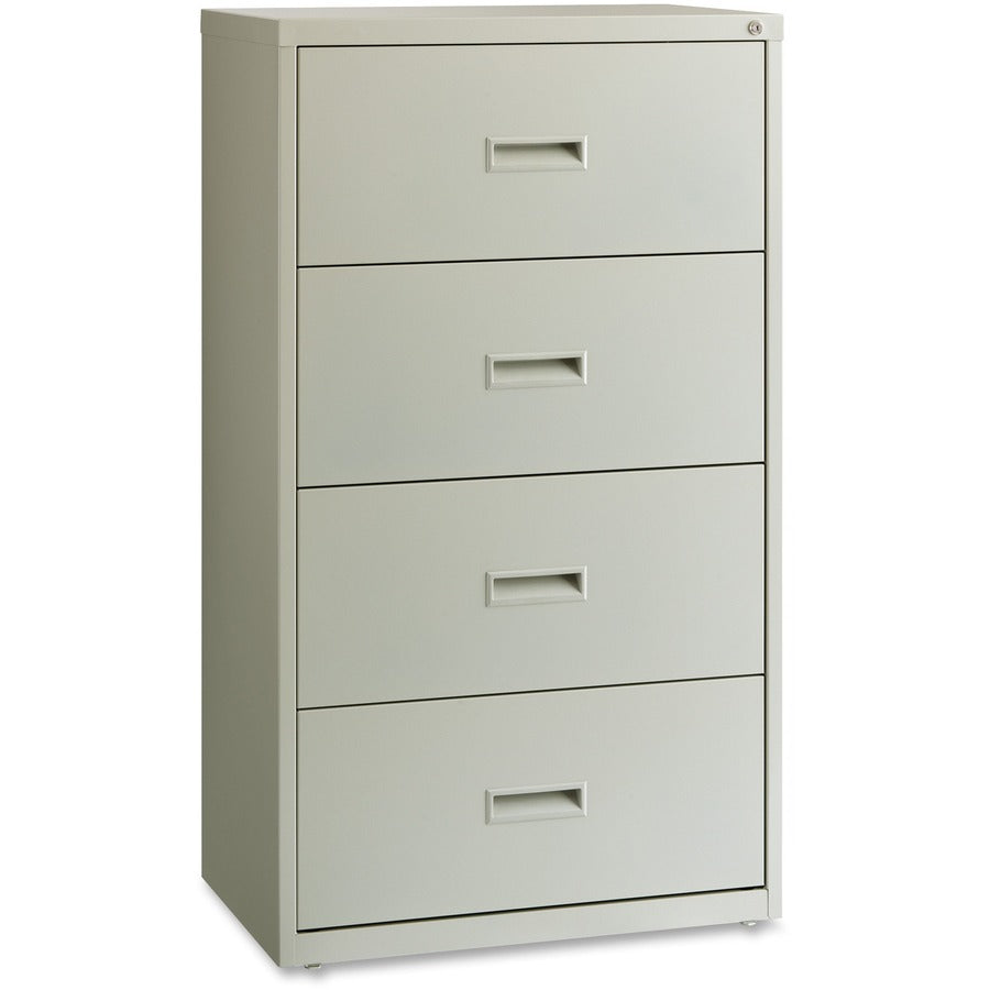 Lorell Value Lateral File - 2-Drawer - 30" x 18.6" x 52.5" - 4 x Drawer(s) for File - A4, Legal, Letter - Interlocking, Leveling Glide, Ball-bearing Suspension, Label Holder - Light Gray - Steel - Recycled