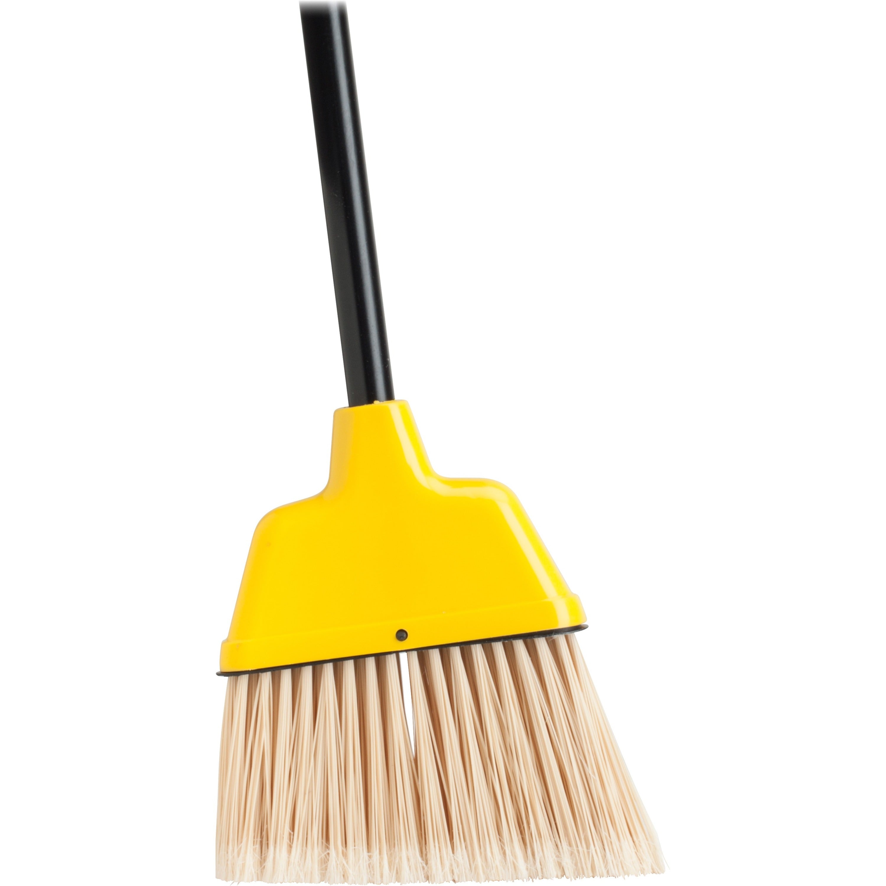 Genuine Joe Angle Broom - Polyvinyl Chloride (PVC) Bristle - 47" Handle Length - 54.5" Overall Length - Plastic Handle - 1 Each - Yellow - 