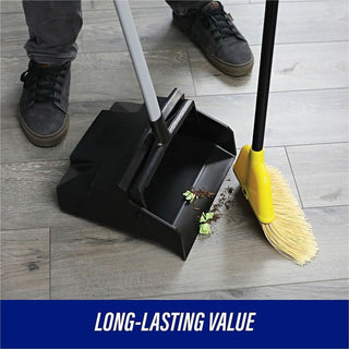 Genuine Joe Angle Broom - Polyvinyl Chloride (PVC) Bristle - 47" Handle Length - 54.5" Overall Length - Plastic Handle - 1 Each - Yellow