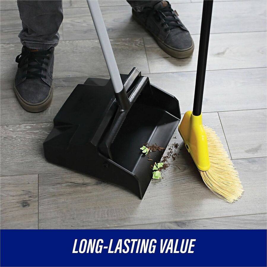 Genuine Joe Angle Broom - Polyvinyl Chloride (PVC) Bristle - 47" Handle Length - 54.5" Overall Length - Plastic Handle - 1 Each - Yellow