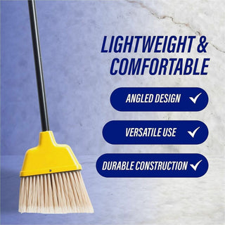 Genuine Joe Angle Broom - Polyvinyl Chloride (PVC) Bristle - 47" Handle Length - 54.5" Overall Length - Plastic Handle - 1 Each - Yellow