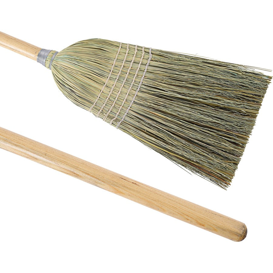 Genuine Joe Janitor Lobby Blend Broom - 11" Fiber Bristle - 56" Handle Length - Wood Handle - 1 Each - 6