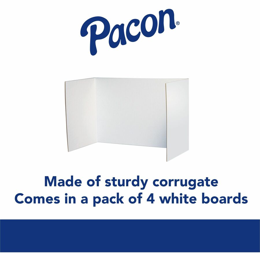 Pacon Privacy Boards - 48"W x 16"H - 4 Boards/Pack - White - 