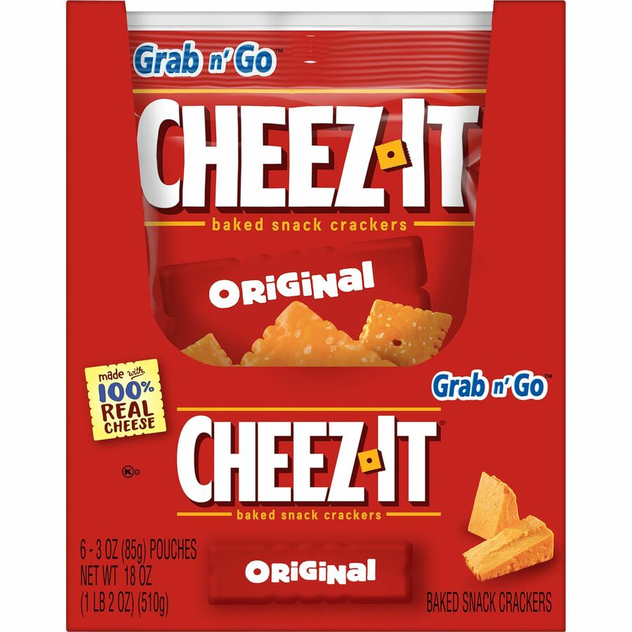 Cheez-It Original Crackers - Original - 1 Serving Pouch - 3 oz - 6 / Box