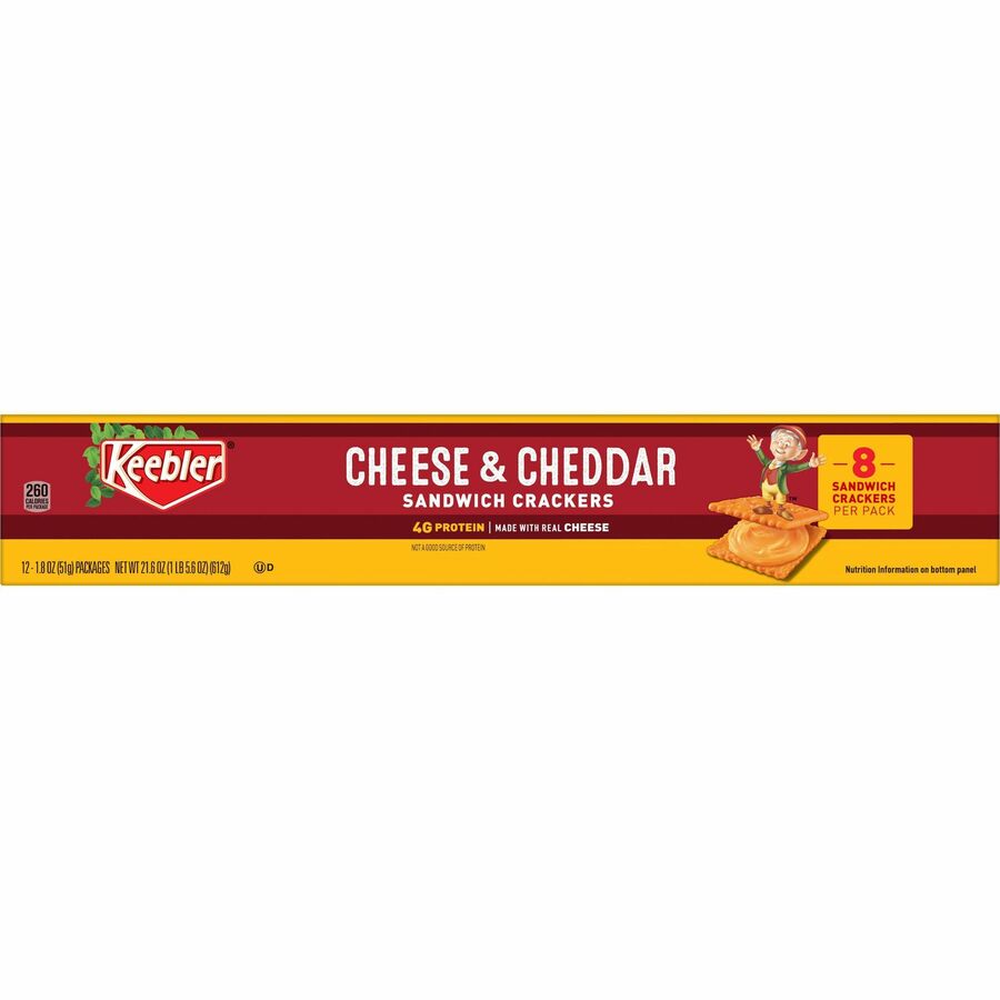 Keebler Cheese Crackers with Cheddar Cheese - Cheddar Cheese - 1.80 oz - 12 / Box