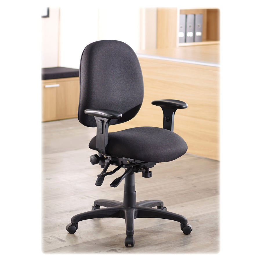 Lorell High-Performance Eronomic Task Chair - Black Seat - Black Back - Metal Frame - 5-star Base - 1 Each - 
