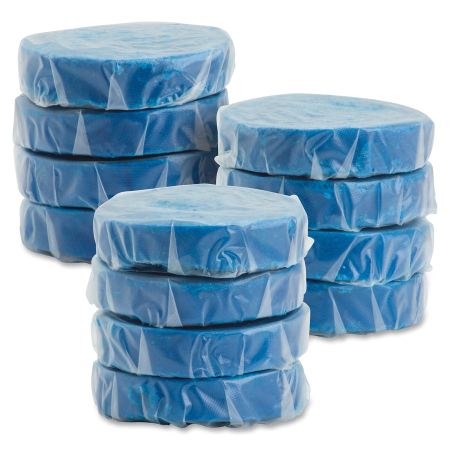 Genuine Joe Non-Para Toss Blocks - Non-para Deodorizer, Water Soluble, Biodegradeable, Acid-free - 12 / Box - Blue - 