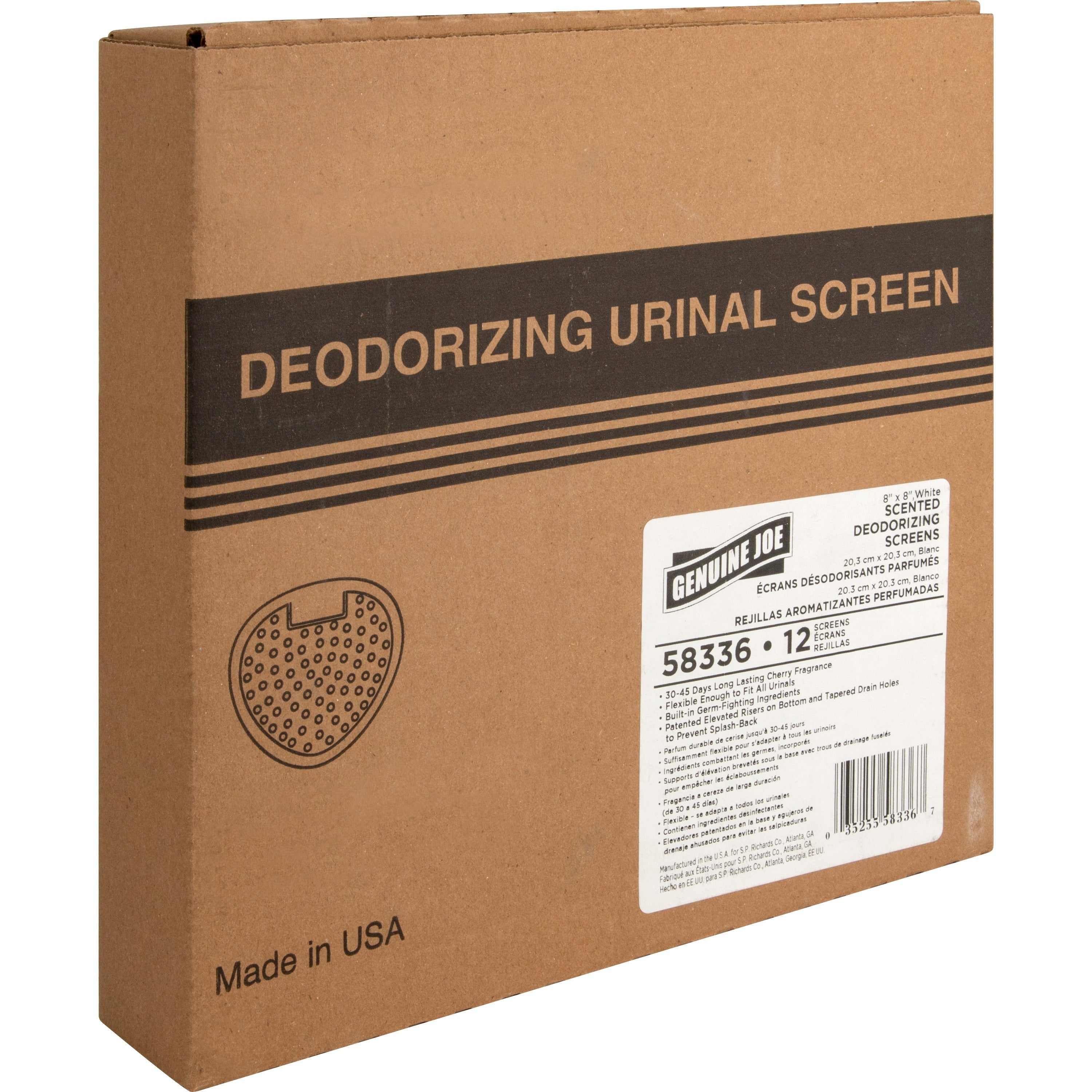 Genuine Joe Deluxe Urinal Screen - Lasts upto 45 Days - Deodorizer, Flexible - 12 / Box - White - 