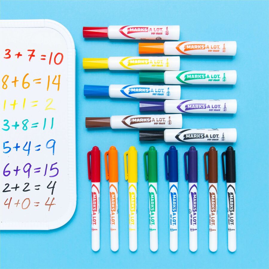 MARKS A LOT Desk/Pen-Style Dry Erase Marker Value Pack, Assorted Broad Bullet/Chisel Tips, Assorted Colors, 24/Pack (29870)