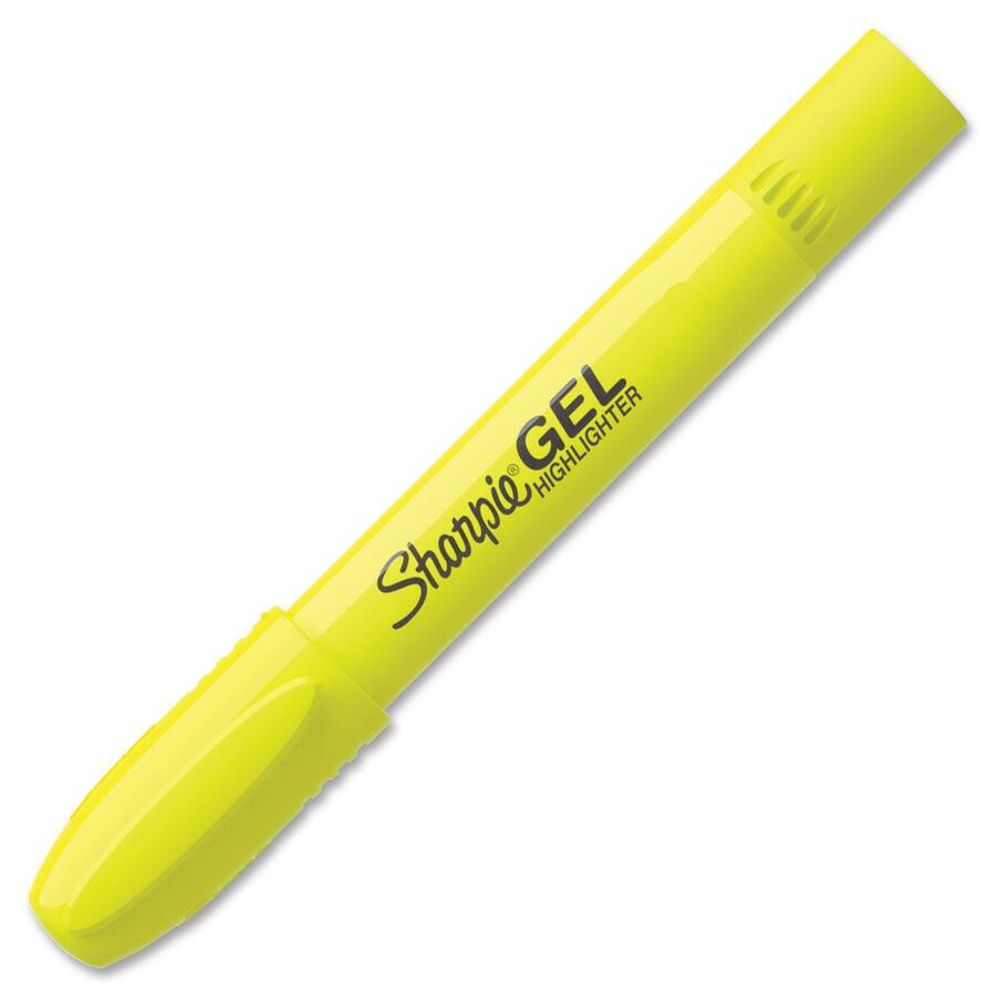 Gel Highlighters, Fluorescent Yellow Ink, Bullet Tip, Yellow Barrel