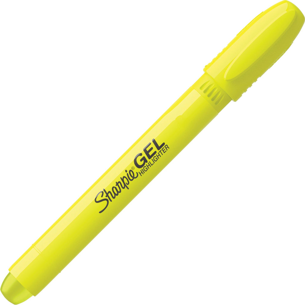 Gel Highlighters, Fluorescent Yellow Ink, Bullet Tip, Yellow Barrel