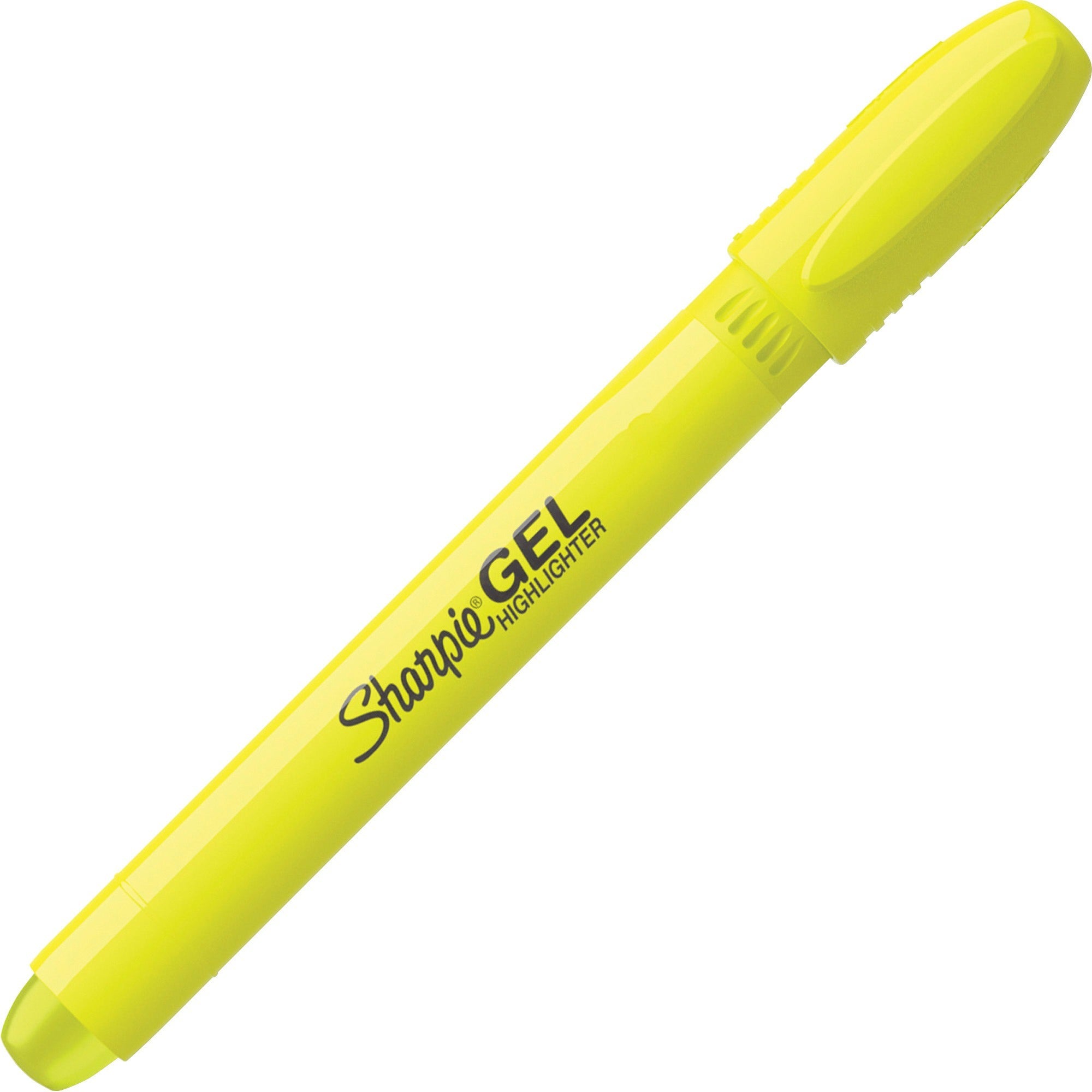 Gel Highlighters, Fluorescent Yellow Ink, Bullet Tip, Yellow Barrel