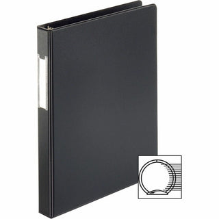 Business Source Basic Round Ring Binder w/Label Holder - 1" Binder Capacity - Letter - 8 1/2" x 11" Sheet Size - 3 x Round Ring Fastener(s) - Vinyl - Black - Recycled - Open and Closed Triggers, Label Holder - 1 Each