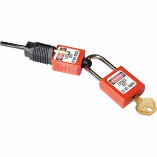 Master Lock Prong Lockout - For Electrical Plug - Red - 