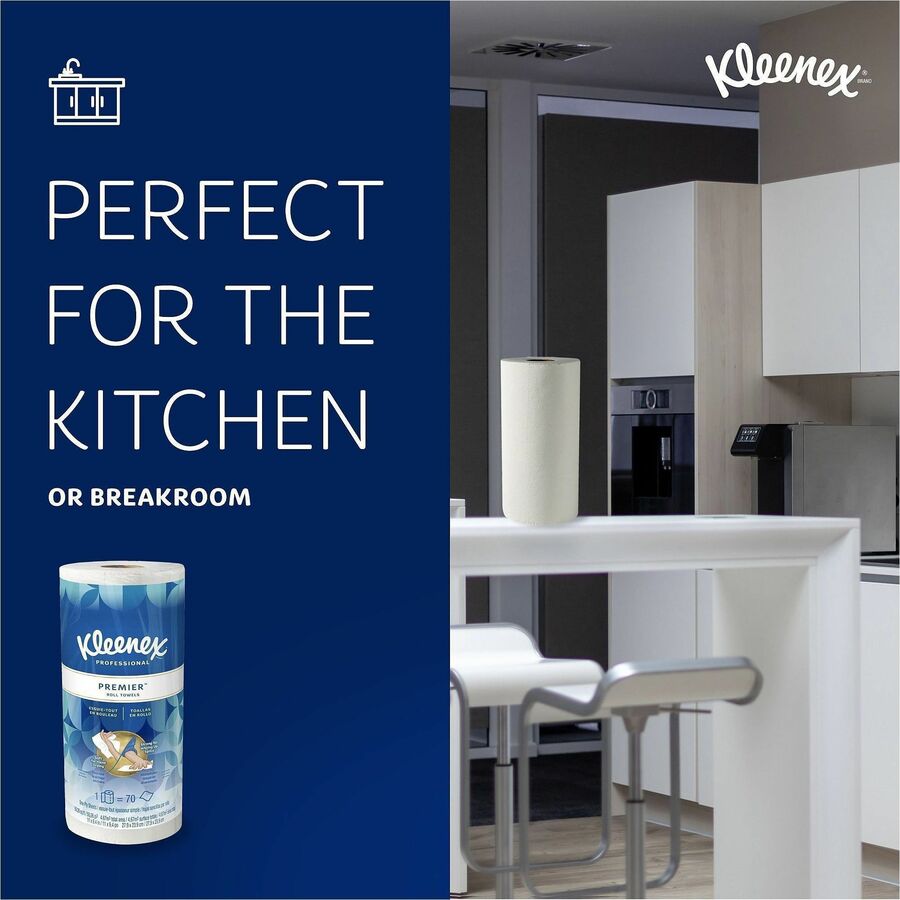 Kleenex Premier Kitchen Paper Towels - 1 Ply - 10.40" x 11" - 70 Sheets/Roll - White - Strong, Tear Resistant, Absorbent, Durable, Perforated - For Kitchen, Home, Business - 24 / Carton