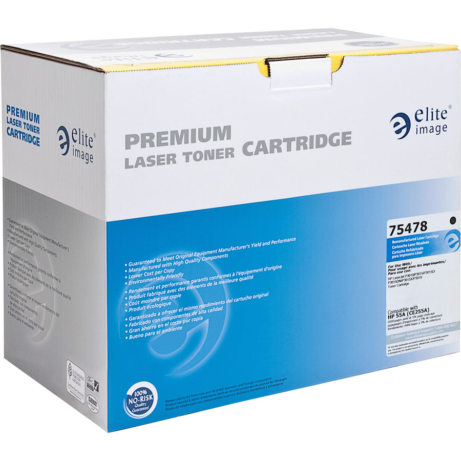 Elite Image Remanufactured Laser Toner Cartridge - Alternative for HP 55A (CE255A) - Black - 1 Each - 6000 Pages - 8