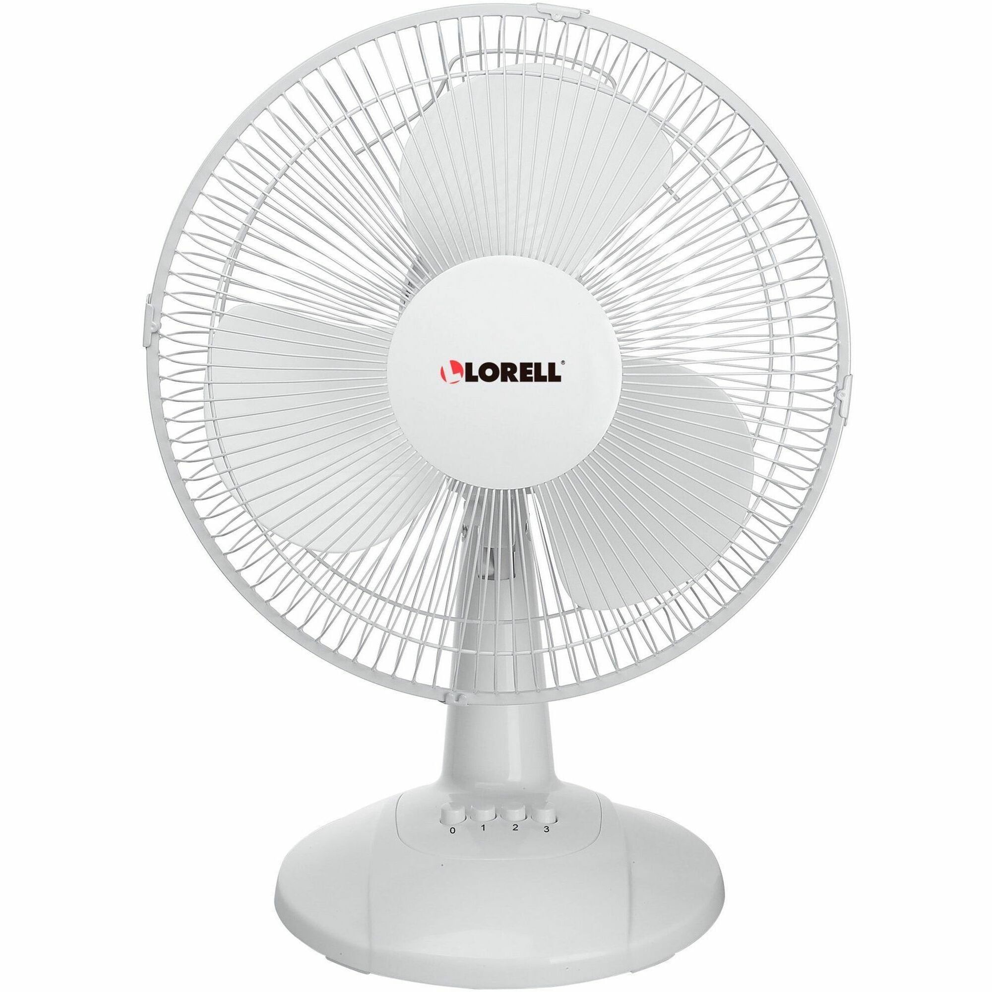 Lorell 12" Oscillating Desk Fan - 12" Diameter - 3 Speed - Quiet, Oscillating - 19.5" Height x 13.9" Width x 11.5" Depth - Light Gray