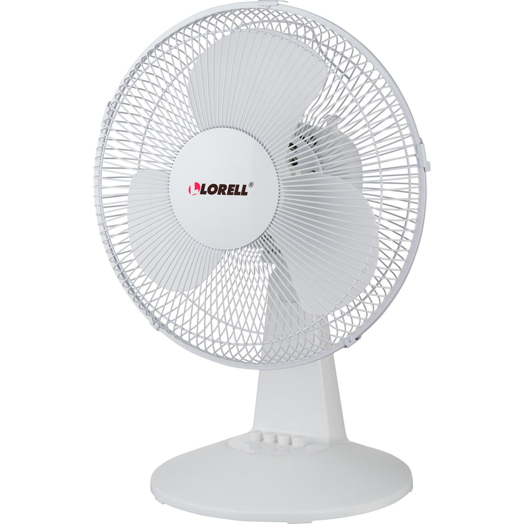 Lorell 12" Oscillating Desk Fan - 12" Diameter - 3 Speed - Quiet, Oscillating - 19.5" Height x 13.9" Width x 11.5" Depth - Light Gray - 