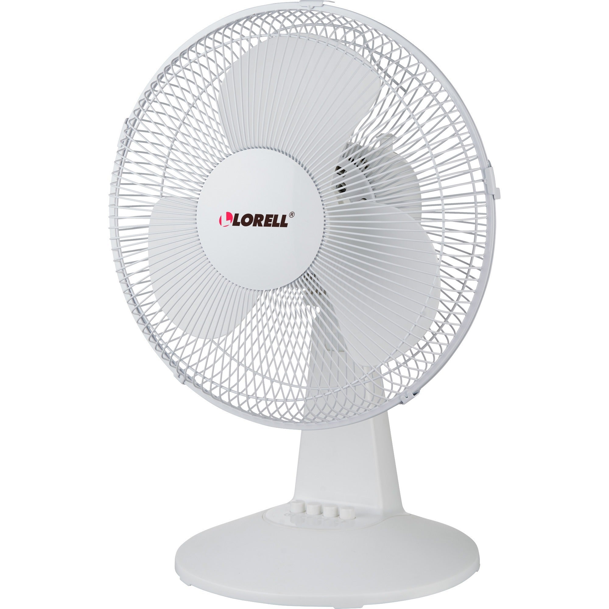 Lorell 12" Oscillating Desk Fan - 12" Diameter - 3 Speed - Quiet, Oscillating - 19.5" Height x 13.9" Width x 11.5" Depth - Light Gray - 