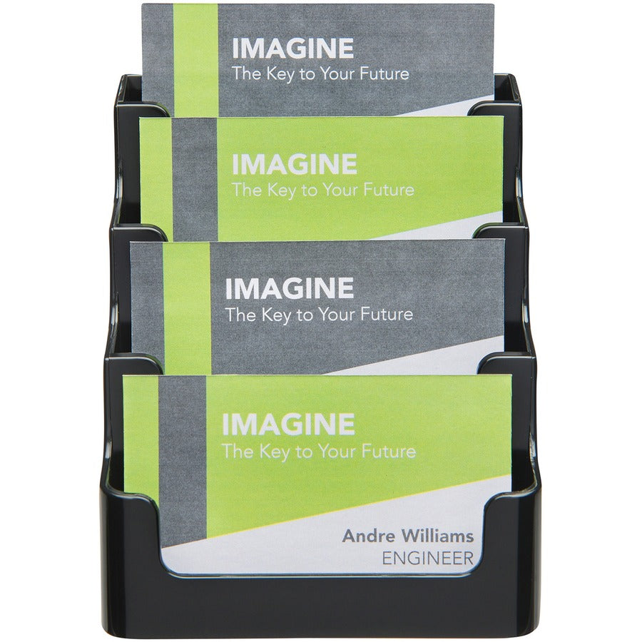 Deflecto 4 Tier Business Card Holder - 3.8" x 3.9" x 3.5" x - Plastic - 1 Each - Black - Storage Compartment, Durable, Recyclable