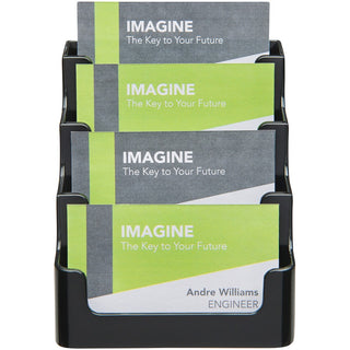 Deflecto 4 Tier Business Card Holder - 3.8" x 3.9" x 3.5" x - Plastic - 1 Each - Black - Storage Compartment, Durable, Recyclable