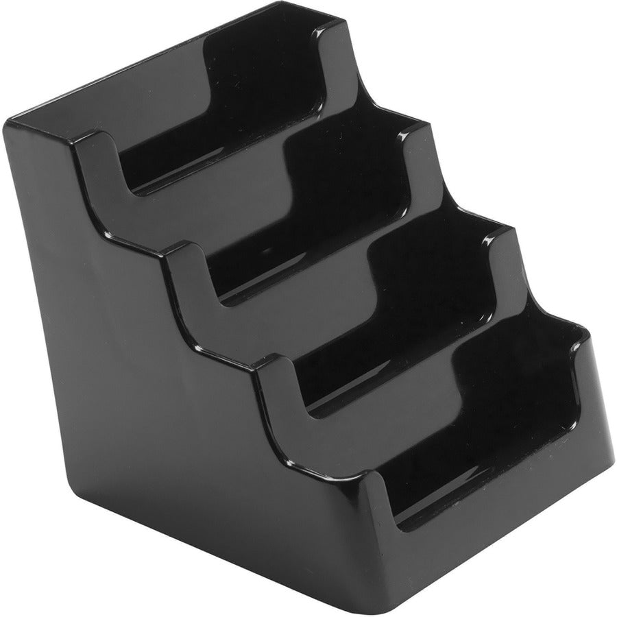 Deflecto 4 Tier Business Card Holder - 3.8" x 3.9" x 3.5" x - Plastic - 1 Each - Black - Storage Compartment, Durable, Recyclable