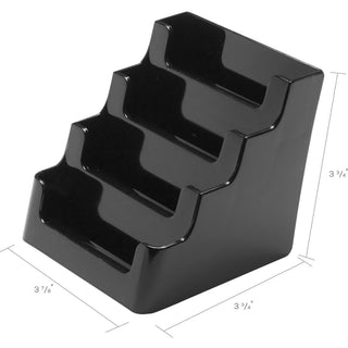Deflecto 4 Tier Business Card Holder - 3.8" x 3.9" x 3.5" x - Plastic - 1 Each - Black - Storage Compartment, Durable, Recyclable - 