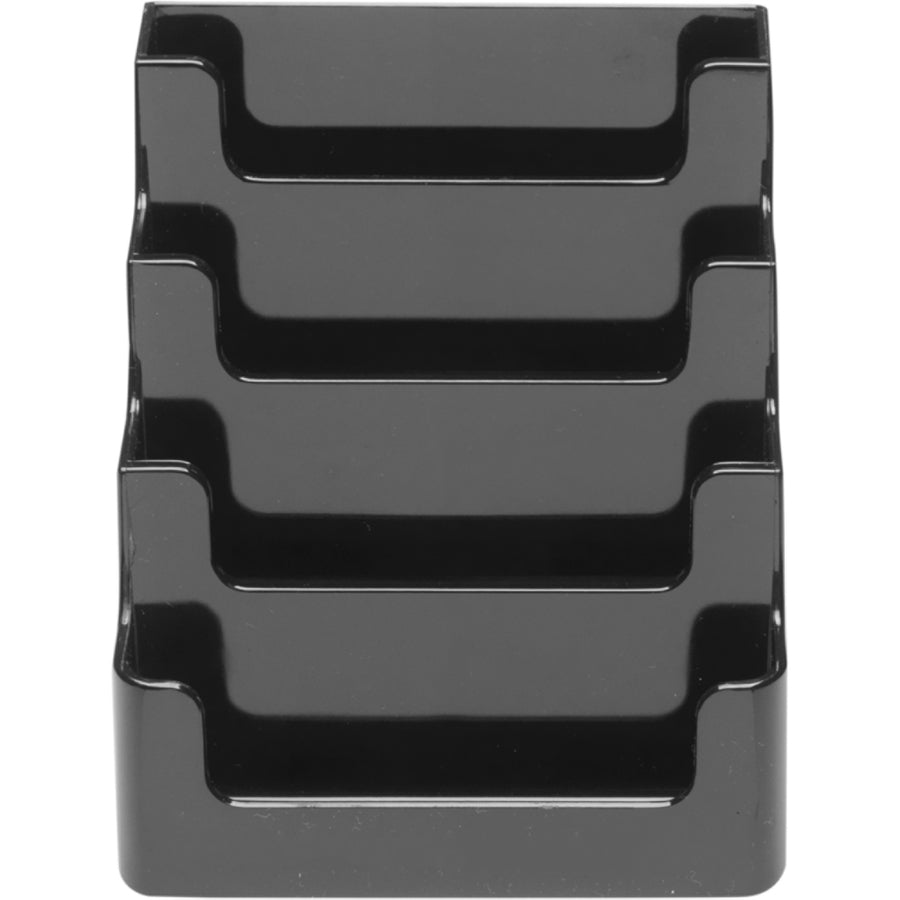Deflecto 4 Tier Business Card Holder - 3.8" x 3.9" x 3.5" x - Plastic - 1 Each - Black - Storage Compartment, Durable, Recyclable - 