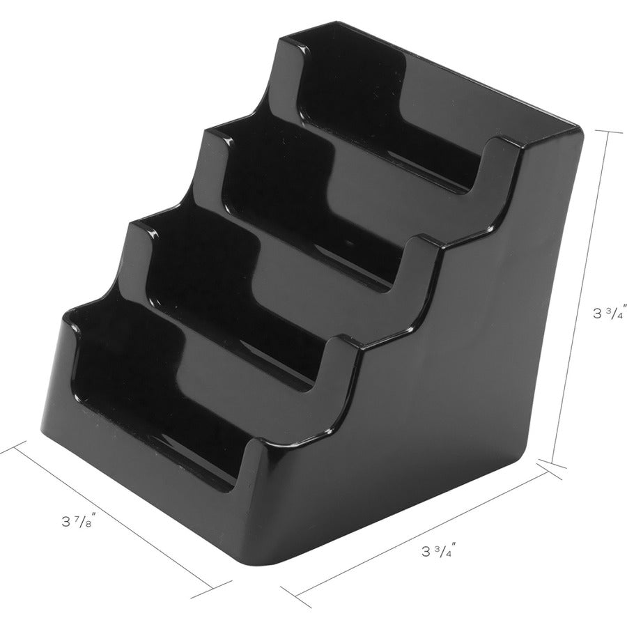 Deflecto 4 Tier Business Card Holder - 3.8" x 3.9" x 3.5" x - Plastic - 1 Each - Black - Storage Compartment, Durable, Recyclable