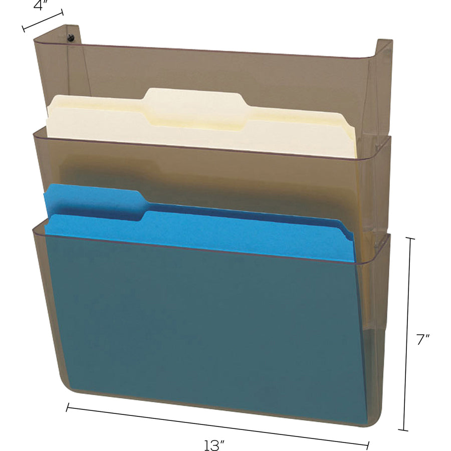 Deflecto EZ Link Unbreakable DocuPocket - 7" Height x 13" Width x 4" Depth - Unbreakable - Smoke - Plastic - 1 / Pack