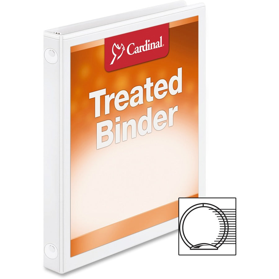 Treated Binder ClearVue Locking Round Ring Binder, 3 Rings, 0.5" Capacity, 11 x 8.5, White