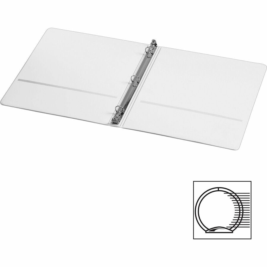 Treated Binder ClearVue Locking Round Ring Binder, 3 Rings, 0.5" Capacity, 11 x 8.5, White - 2