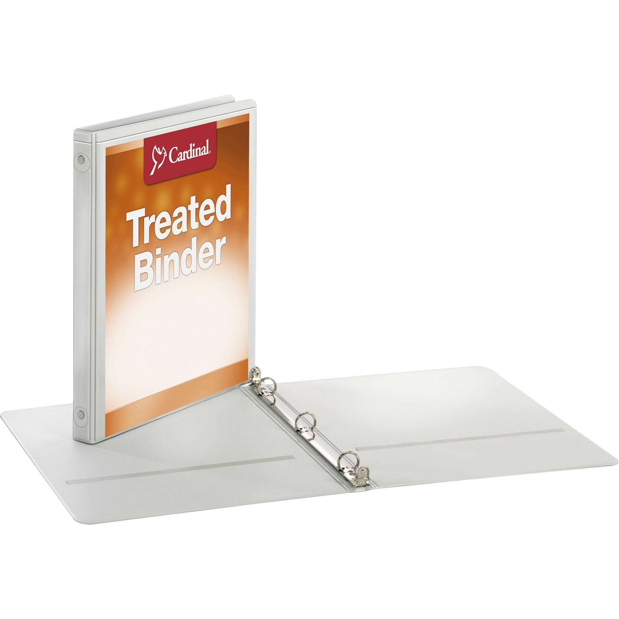 Treated Binder ClearVue Locking Round Ring Binder, 3 Rings, 0.5" Capacity, 11 x 8.5, White