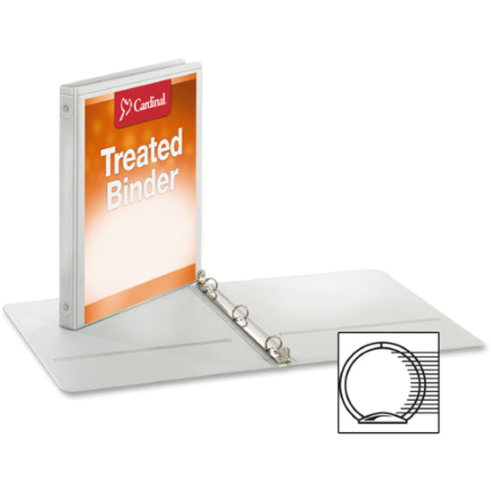 Treated Binder ClearVue Locking Round Ring Binder, 3 Rings, 0.5" Capacity, 11 x 8.5, White - 4