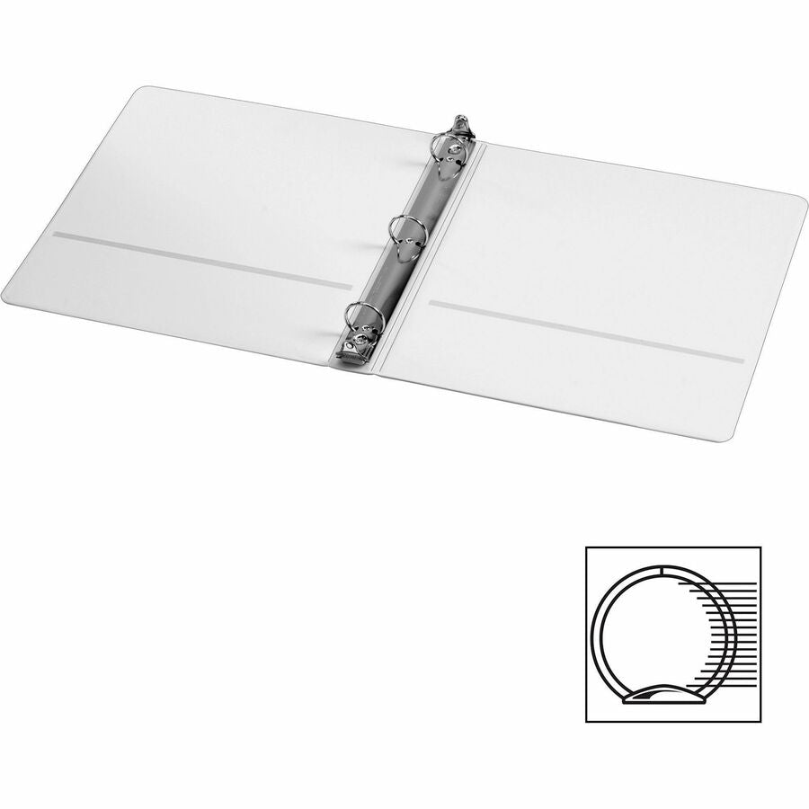 Treated Binder ClearVue Locking Round Ring Binder, 3 Rings, 1" Capacity, 11 x 8.5, White - 2