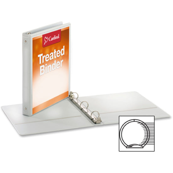 Treated Binder ClearVue Locking Round Ring Binder, 3 Rings, 1" Capacity, 11 x 8.5, White - 4