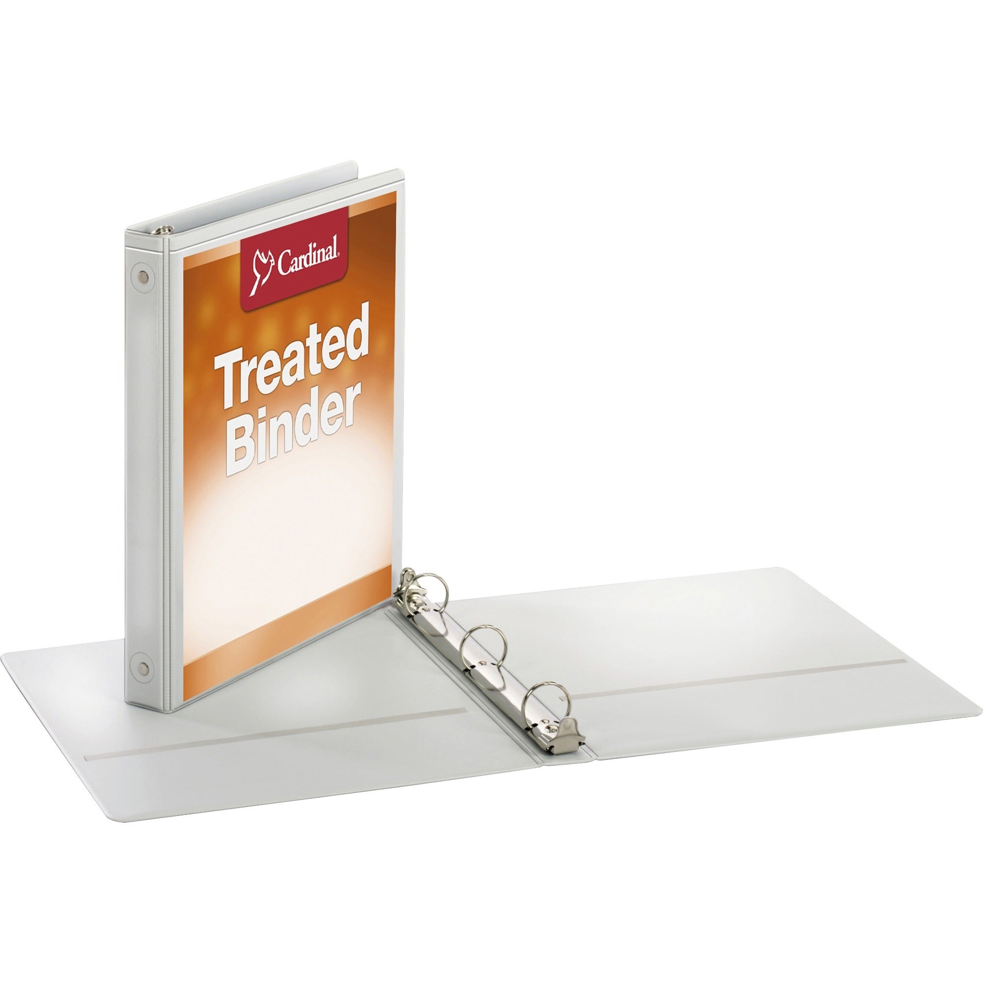 Treated Binder ClearVue Locking Round Ring Binder, 3 Rings, 1" Capacity, 11 x 8.5, White